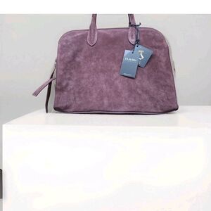 Claudia Firenze Burgundy Italian Leather Suede Shoulder Bag Tote Handbag NWT